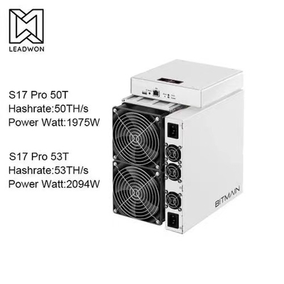 82dB Antminer S17 υπέρ 50T 53T μεταχειρισμένο με το διπλό ανεμιστήρα κυλίνδρων